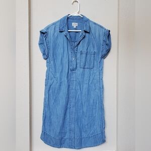 J. Crew Light Blue Chambray Cuffed Sleeves Dress. Size Small